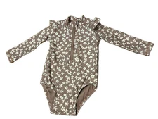 Quincy Mae Baby Girls Brown Flower Bathing Suit Size 3-6 mos