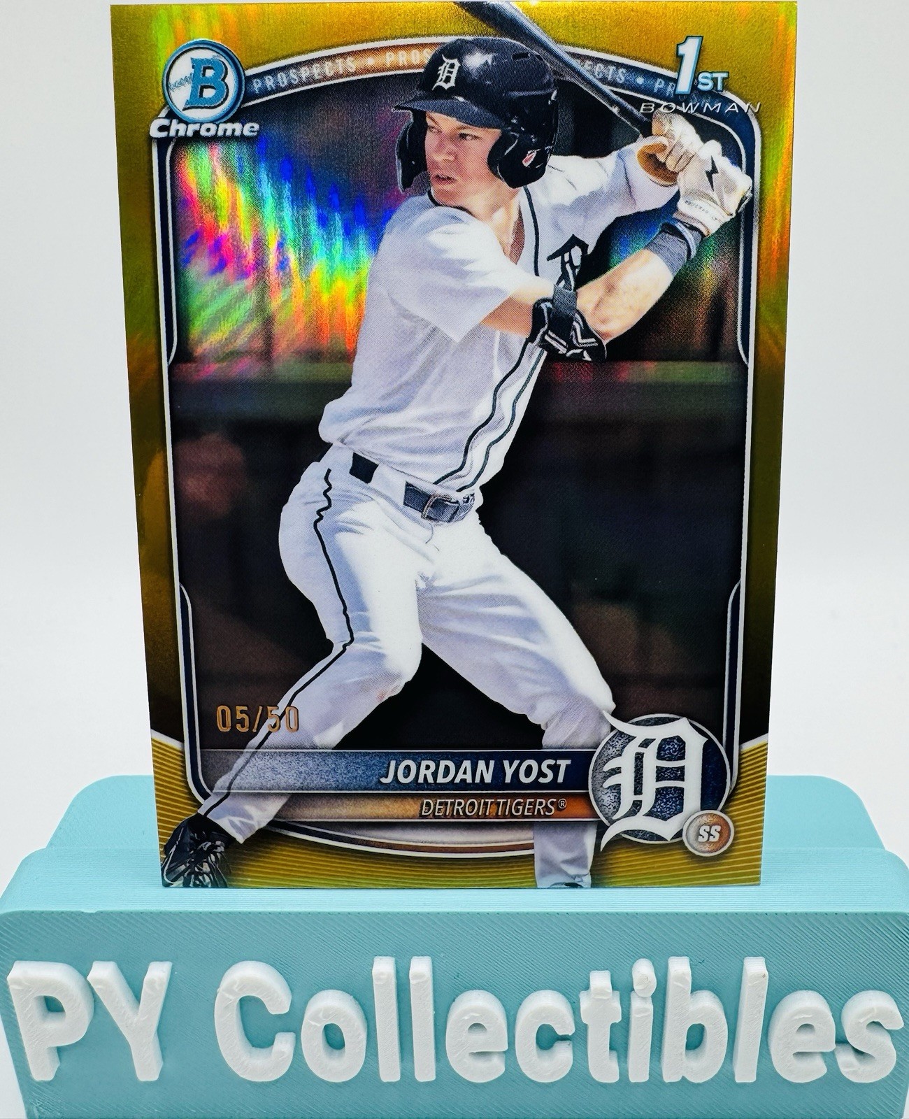 Jordan Yost 2025 Bowman Chrome Draft #BDC-162 TRUE Gold Refractor 1st RC /50