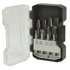 Klutch Double-Cut Carbide Rotary Burr Set, 8-Pc.