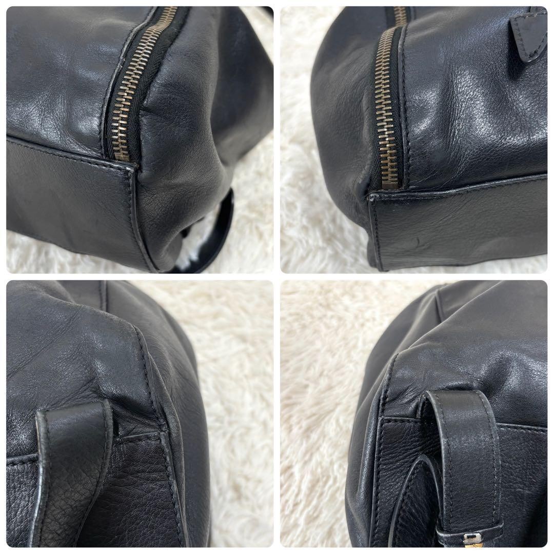 CELINE Backpack Leather Drawstring Bag Vintage Bl… - image 6