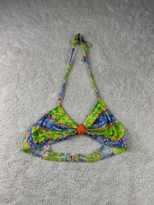 Heatwave Bikini Swim Top Womens Medium Floral Adjustable 90s USA Vintage Swimwea