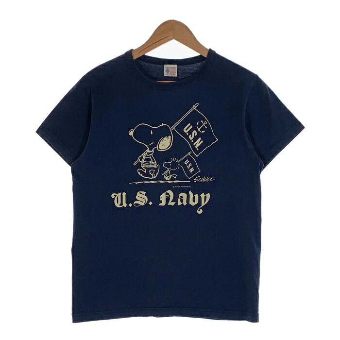 Buzz Rickson'S Likson'S Peanuts U.S.N. Snoopy Print T -Shirt Navy M Rf