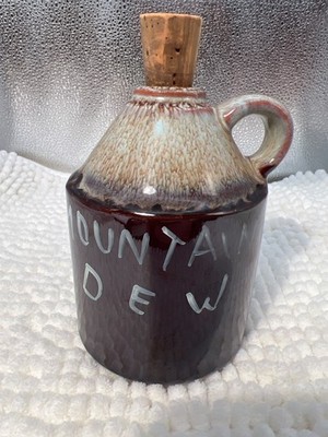 VINTAGE MOUNTAIN DEW HILLBILLY MOONSHINE  MINIATURE WHISKEY CROCK JUG