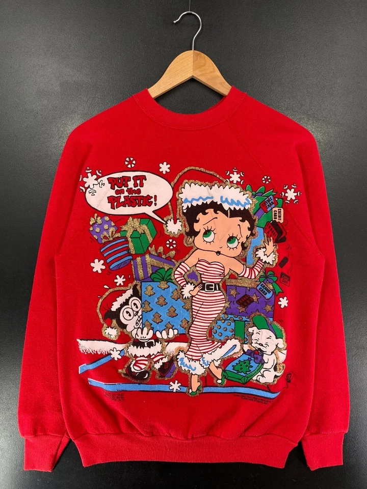 Retro 1994 BETTY BOOP CHRISTMAS Unisex Pullover Sweater T-Shirt S-5XL - Image 2 of 4