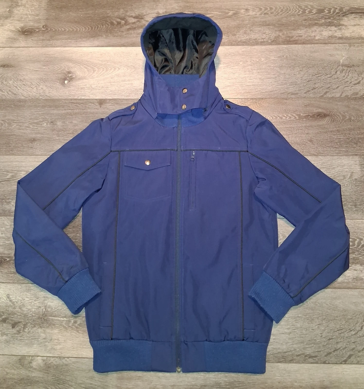 Baubax Travel Bomber Jacket Detachable Hood Utility Softshell Navy Mens Small image 1