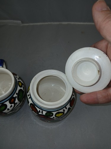 Juego de azúcar y crema de cerámica pintada a mano diseño palestino - Imagen 6 de 9
