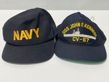 Lot of 2 Vintage Navy Baseball Caps USS John F. Kennedy CV-67 & Navy Bold Yellow
