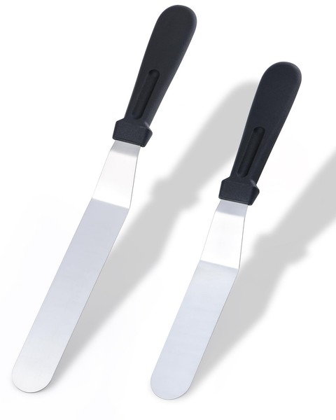 Glasurspatel Edelstahl Tortenspachtel Winkelpalette Set Kuchen Deko 15/20 Cm 2Er-image
