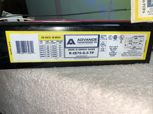 New Advance R-2E75-S-3-TP Magnetic Flourescent Ballast Mark III Energy Saver - Picture 2 of 5