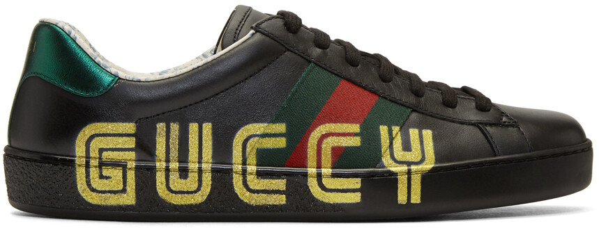 Gucci shoes mens designer black Guccy Gucci Black Leather Guccy Ace Sneakers Size 42 Gucci | TLC main image 4