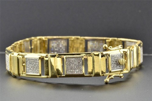 8.50" Statement Link Bracelets 14K Yellow Gold Finish 1.25 Ctw Simulated Diamond - 第 3/11 張圖片
