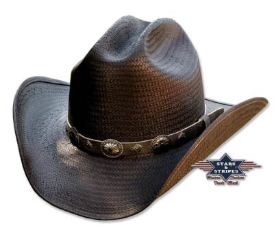 Schwarzer Strohhut ''Bronx'', Cowboyhut, Westernhut