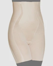 $128 Spanx Womens Beige High Waist Microfiber Power Mesh Slimming Shorts Size M