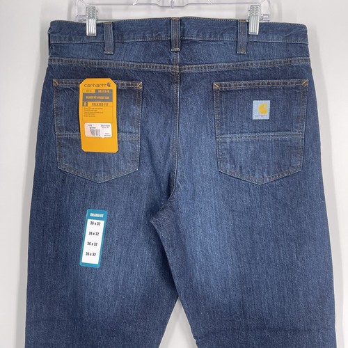 Pantalones de mezclilla Carhartt NUEVO para hombre calce relajado 5 bolsillos 36 x 32 BD5119-M regulares nuevos con etiquetas - Imagen 4 de 5