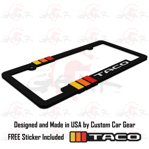 2 RETRO TACO License Plate Frames Brackets Fits Toyota Tacoma & Valve Stem Caps - Picture 3 of 14