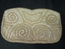 Vintage Silvercraft Hand Made Satin Beaded Clutch Coin Purse Bag w zipper. Japan