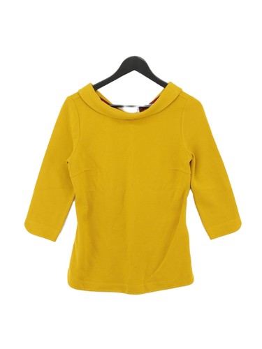 Boden Women's Jumper UK 10 Yellow Cotton with Elastane, Polyester Pullover