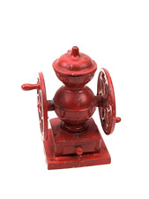 Vintage Die Cast Red Miniature Pencil Sharpener Double Wheel Coffee Grinder B1