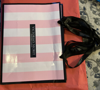 New Victoria Secret Pink Black Stripe Paper Shopping Bag