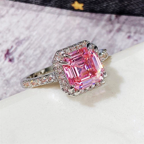 Elegantes anillos de boda de oro rellenos de plata 925 para mujer joyas de circón cúbico talla 6-10 - Imagen 13 de 33