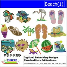 Embroidery Design Set - Beach(1) - 15 Designs - 9 Formats - USB Stick