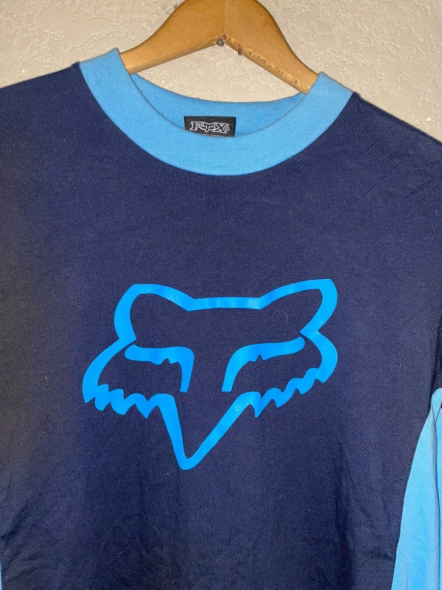 Fox Racing / 長袖Tシャツ/--/--/BLU Y2K Fox Racing Pro Issue Sports Apparel Blue Long Sleeve Shirt