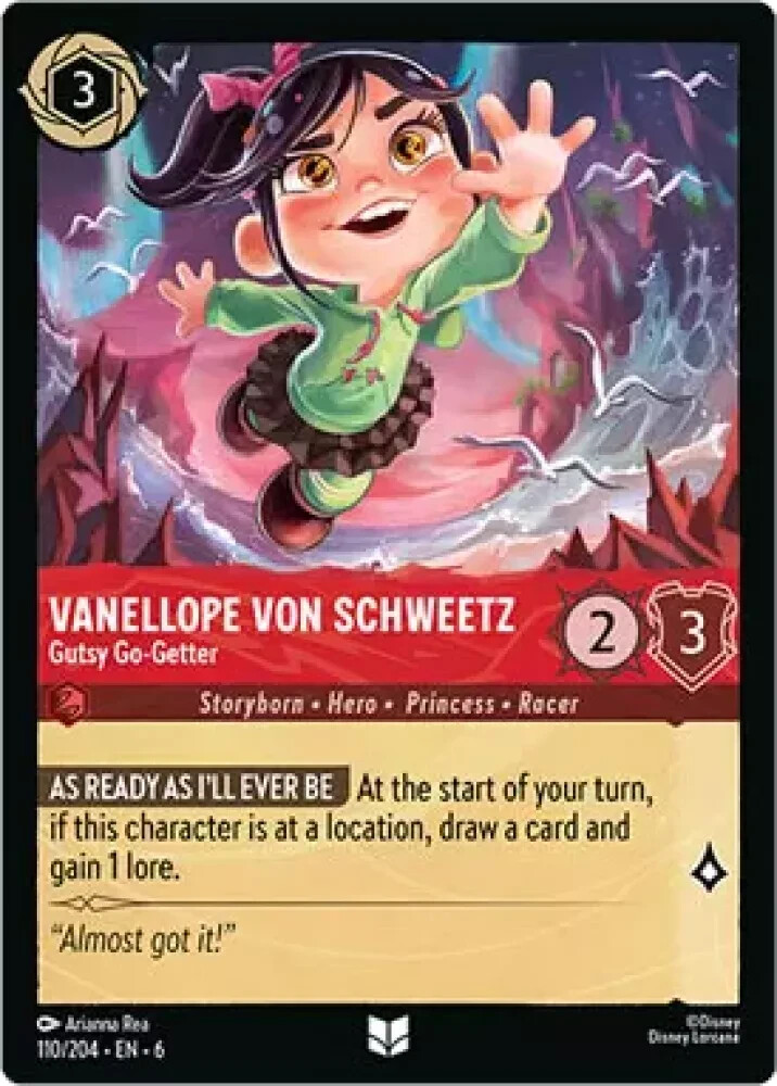 vanellope von schweetz lorcana card NM Disney 6/204 Property Vanellope Von Schweetz Gutsy Go-Getter