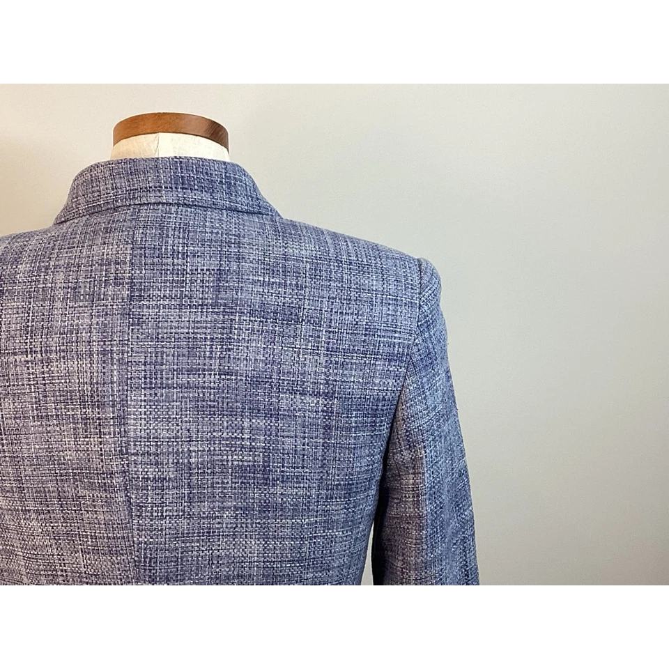 Talbots Womens Blazer Purple Tweed 100% Pure Silk Long Sleeve Button Front 4 - Image 4 of 4