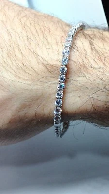 Bracelet Argent Tennis Unisexe MM 3 Massif Zircons CM 16/18/20 Exploit - Photo 1/4