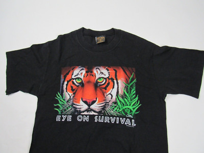 Vtg 90s 1993 Tiger Eye On Survival Human-I-Tees Single Stitch T Shirt Sz M
