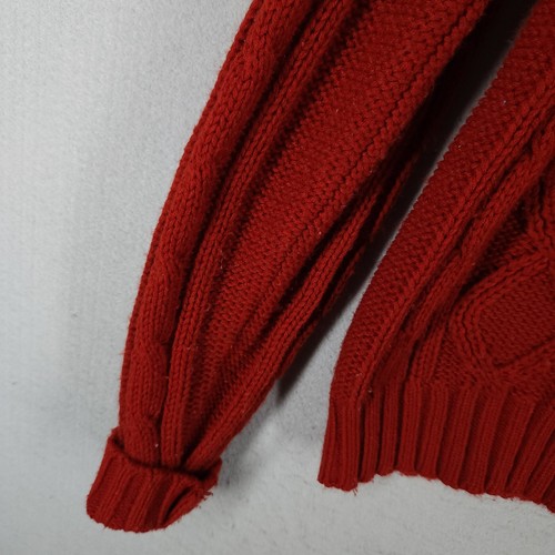 Vintage Montgomery Ward Sweater Mens L Red Acrylic Cable Knit Pullover 70s 60s - Picture 6 of 12