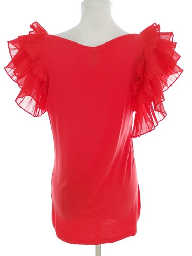 Vero moda T. M Rojo Blusa Viscosa Manga corta Volante - Imagen 3 de 5