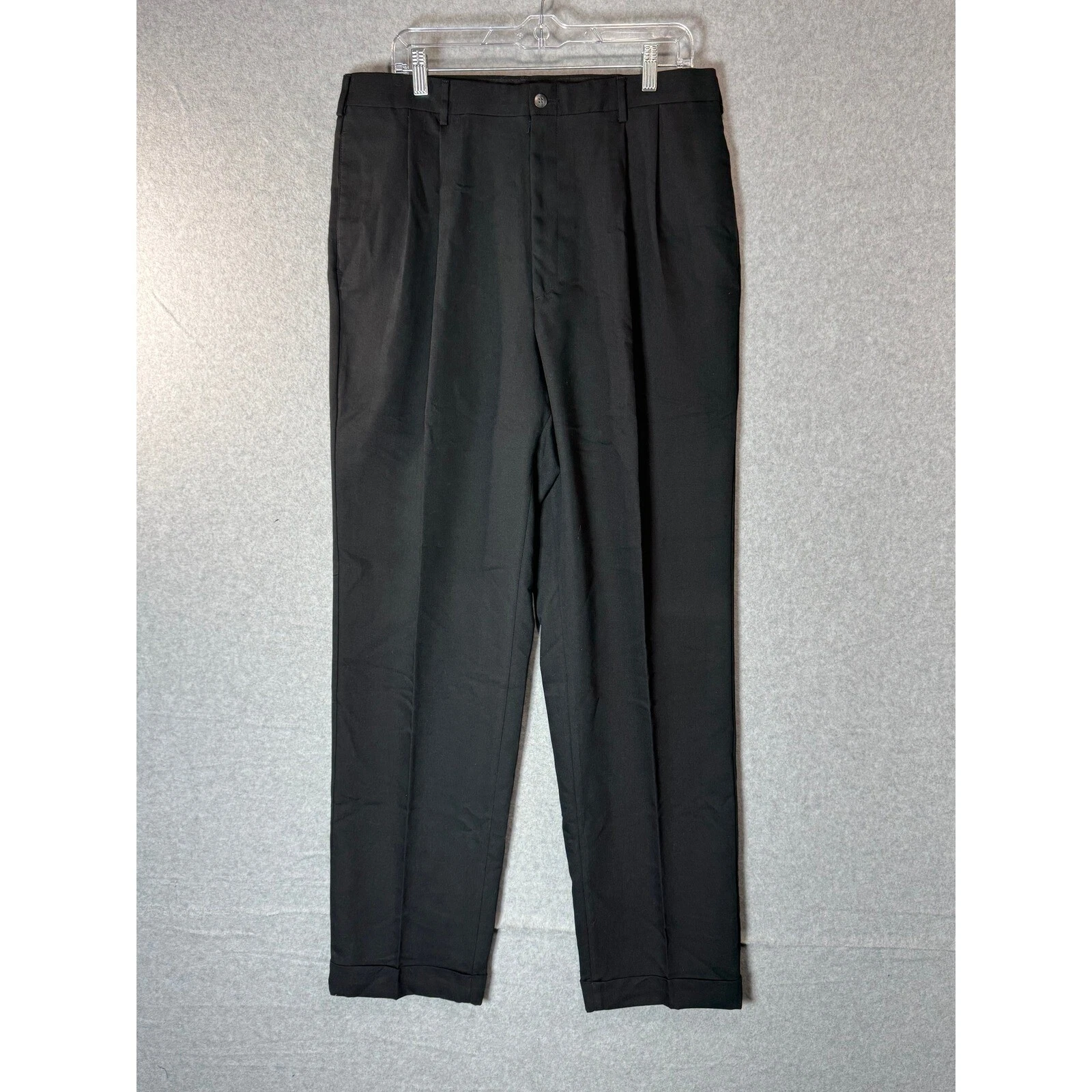 Croft & Barrow Dress Pants Men's 36 X 34 Gray Slash Pocket Straight Leg Zip Fly