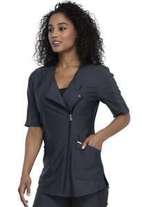 Pewter Cherokee Scrubs Form Asymmetrical Zip Front Top CK842 PWT | eBay