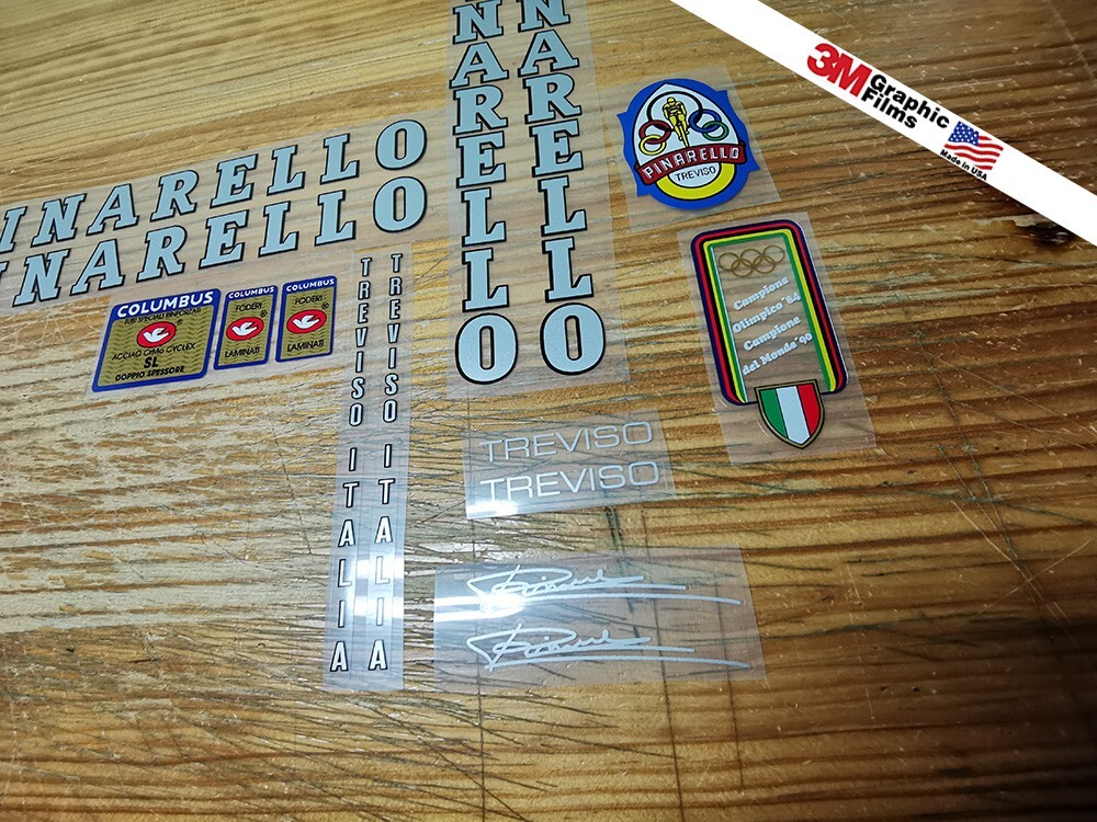 Kit Déco Pinarello Treviso - Autocollants Vinyle Blanc/argent (Neuf, Fabriqué En Espagne)