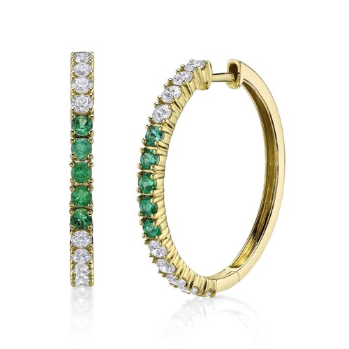 4.60CT Orecchini a Cerchio con Diamanti 14K Oro Giallo Interno Fuori