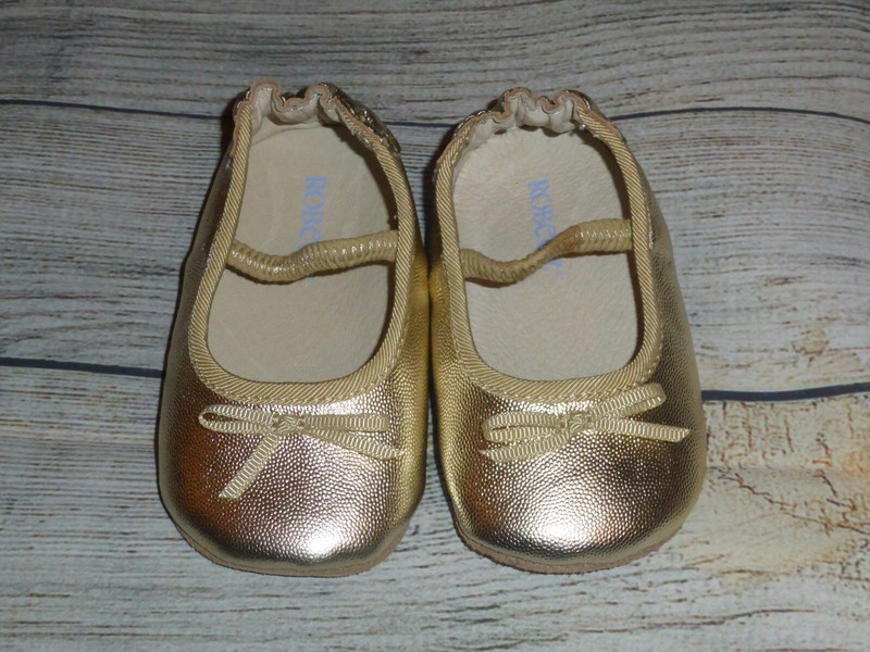 Robeez Baby Girls Gold Mary Janes Crib Shoes 6-9 Months