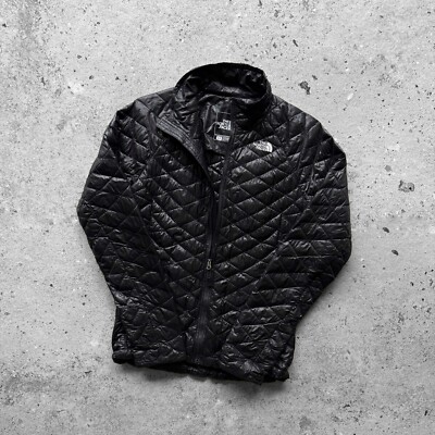 The North Face Wmns Thermoball Black Insulated Quilted Zip Puffer Jacket Size S