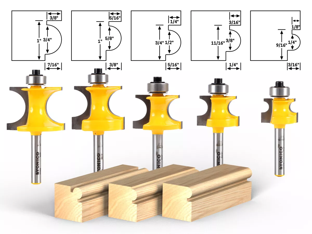 5 Bit Corner Bead Router Bit Set 1 4