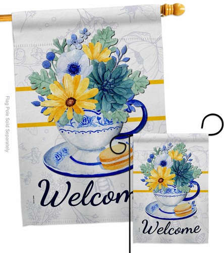 Afternoon Tea Bouquet Garden Flag Floral Spring Decorative Yard House Banner - Picture 4 of 17