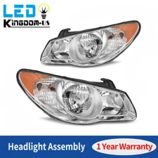 Headlights Assembly For 2007-2010 Hyundai Elantra Chrome Housing Amber Reflector