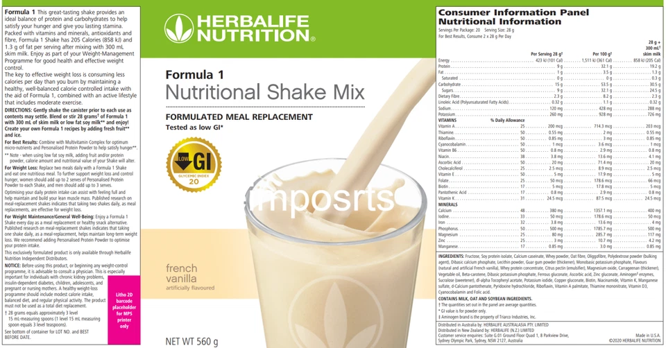 Formula 1 Nutritional Shakes (5 Flavours) 560G - image 2 of 4