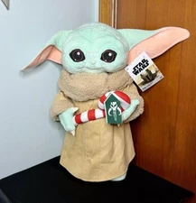 Star Wars THE CHILD Holiday Greeter 18" Free Standing Plush Baby Yoda Candy Cane