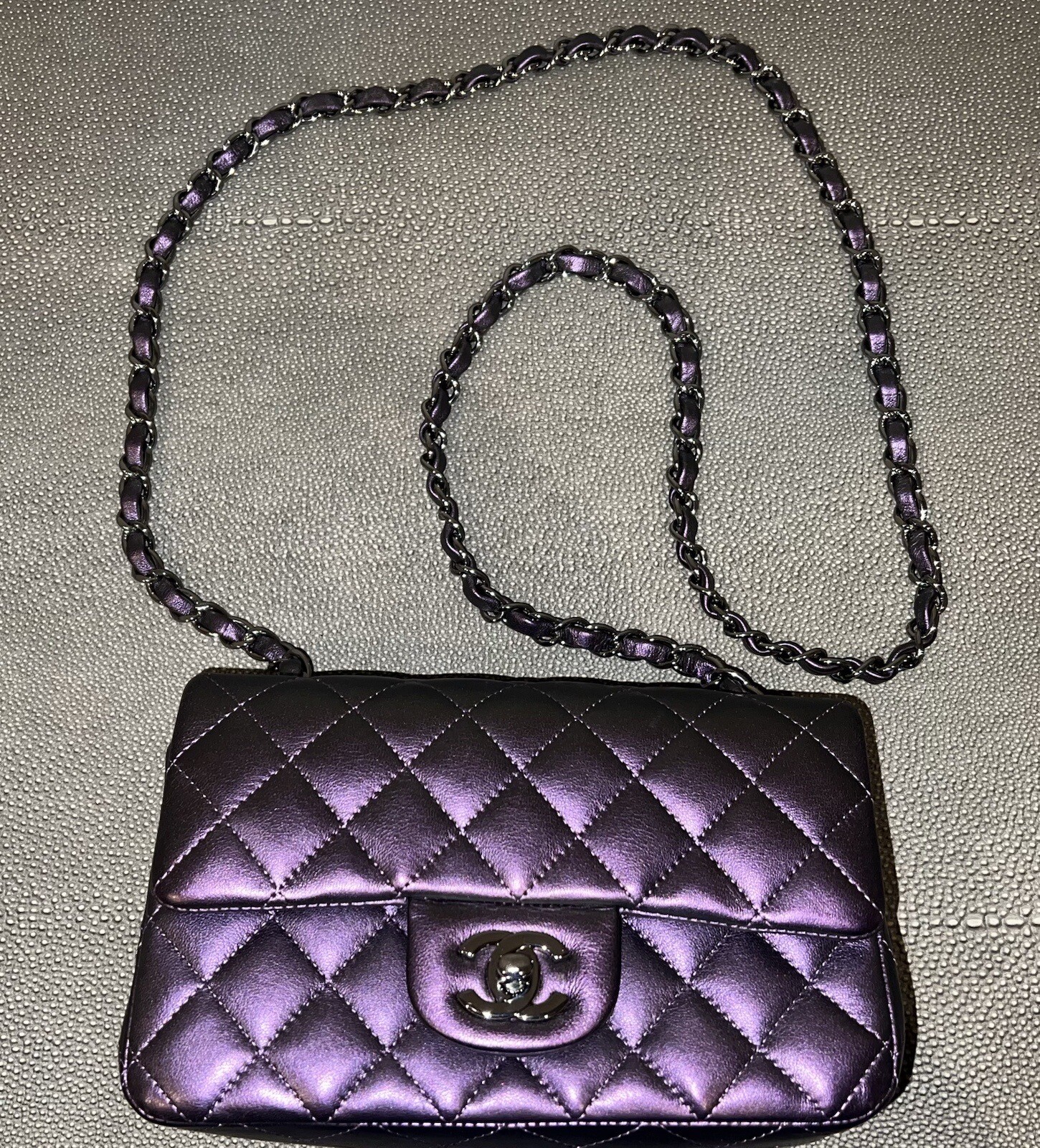 Chanel Mini Rectangular Purple Iridescent Calfski… - image 6
