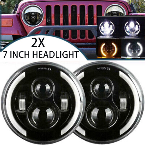 2pcs 7INCH Round LED Headlight Driving light Waterproof 6500K High/Low Beam 120W - Picture 2 of 18
