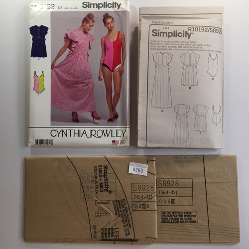 Simplicity 10192 Swimming One Piece Costume Cover Dress Ladies New Uncut Pattern - Picture 11 of 12