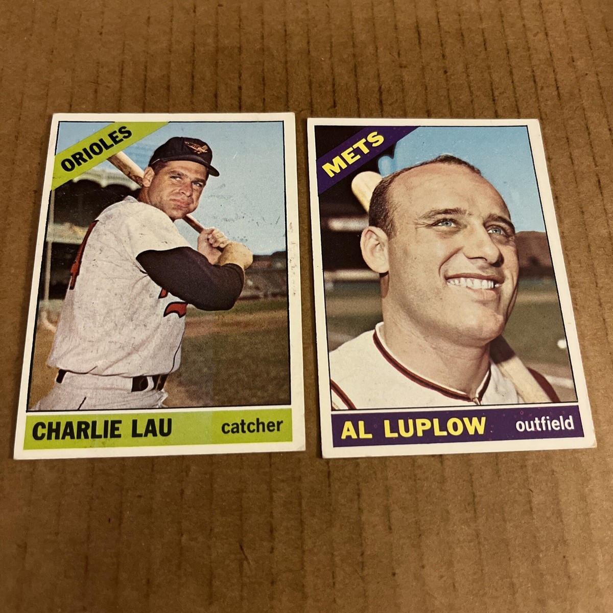 1966 Topps Charlie Lau #368 & Al Luplow #188 Vintage Baseball