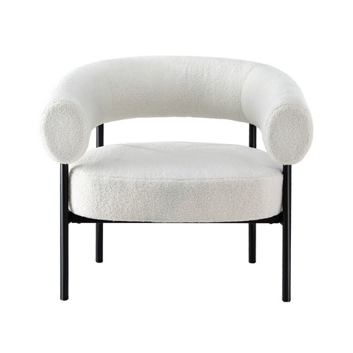 Artiss Armchair Lounge Accent Chair Tub Sofa Curved Armrest Boucle Sherpa White - Picture 4 of 5