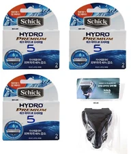 Improved Schick Hydro Premium 5 Razor Blade 6 Cartridges + With Travel Cover