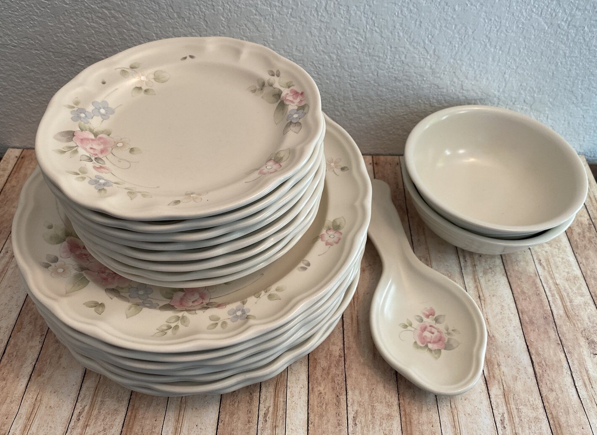 アメリカ製 PFALTZGRAFF 花柄 食器セット PFALTZGRAFF TEA ROSE Pink Blue Floral Plates, Canister Set, Spoon